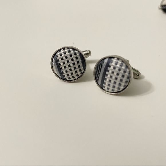 Vintage Lot of 7 Cufflinks Fabric Assorted Colours - Picture 4 of 16